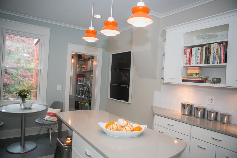 Retro Kitchen Design Kitchen Eclectic with Accent Lighting Pendants Gray