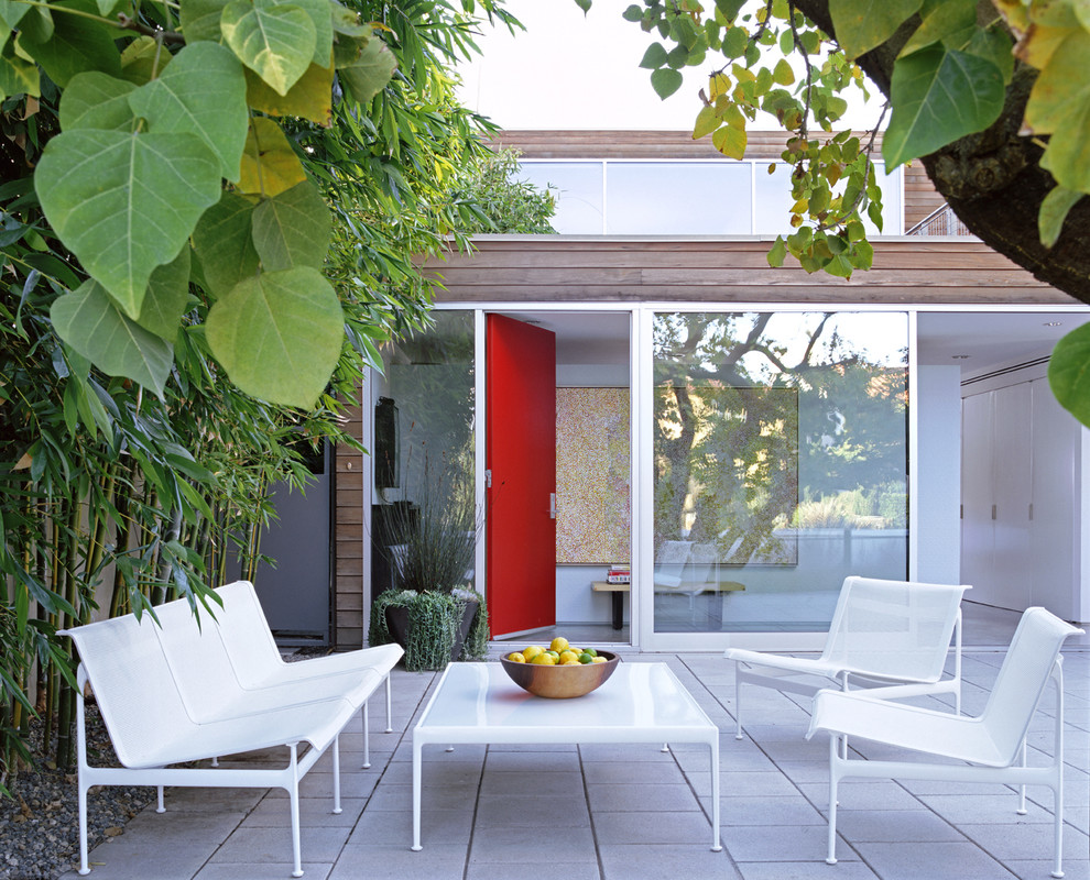 Retro Patio Furniture Patio Modern with Bamboo Container Plants Courtyard