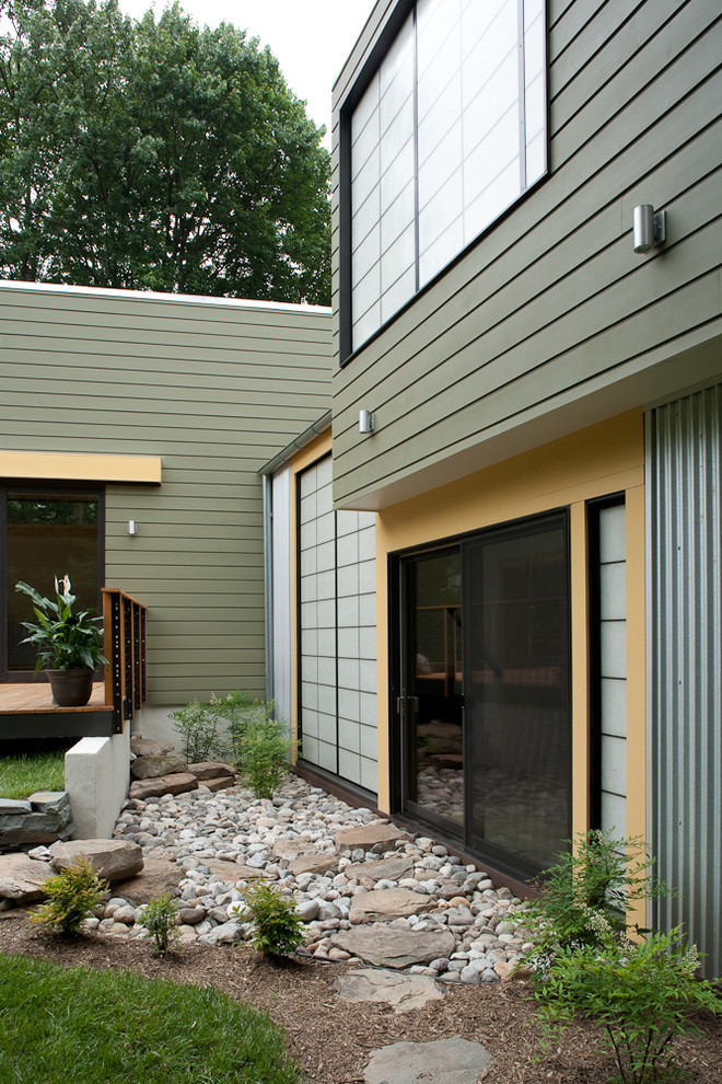 River Rock Siding Exterior Contemporary with Boulders Corrugated Metal Frosted