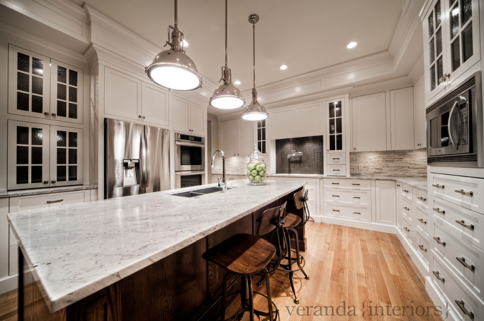 River White Granite Countertop Kitchen Contemporary with Bulkhead Hutch Kitchen Oak