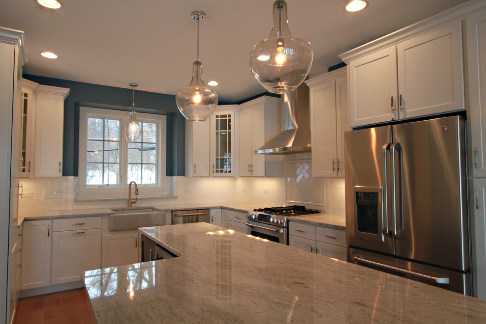 River White Granite Countertop Kitchen Traditional with Backsplash Countertop Granite Subway