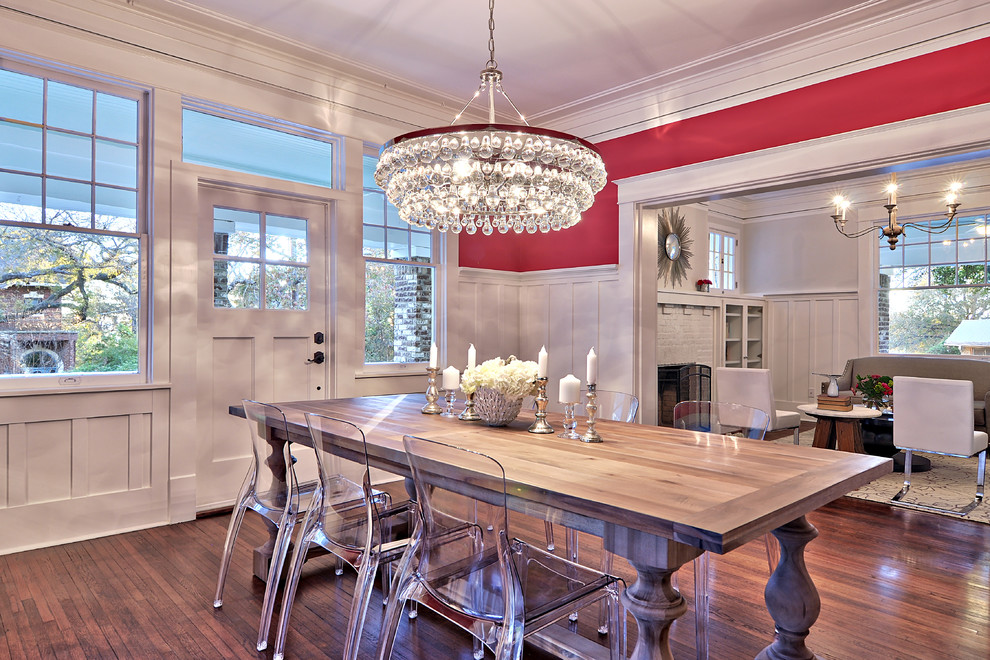 Robert Abbey Bling Chandelier Dining Room Contemporary with Acrylic Chairs Board And1