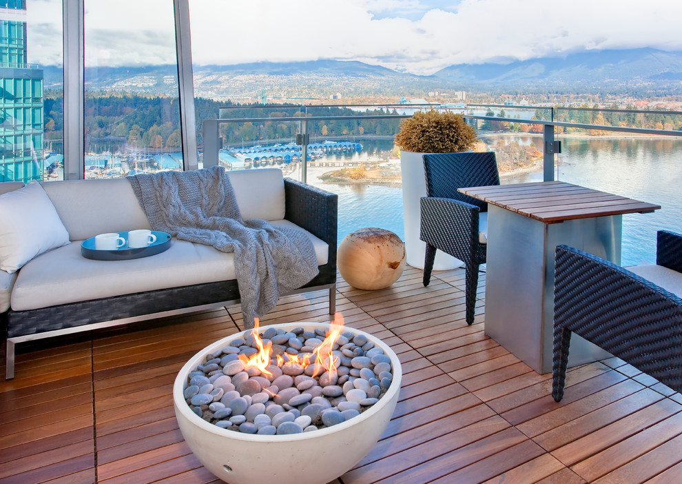 Rock Fire Pits Porch Contemporary with Accent Table Balcony Fire