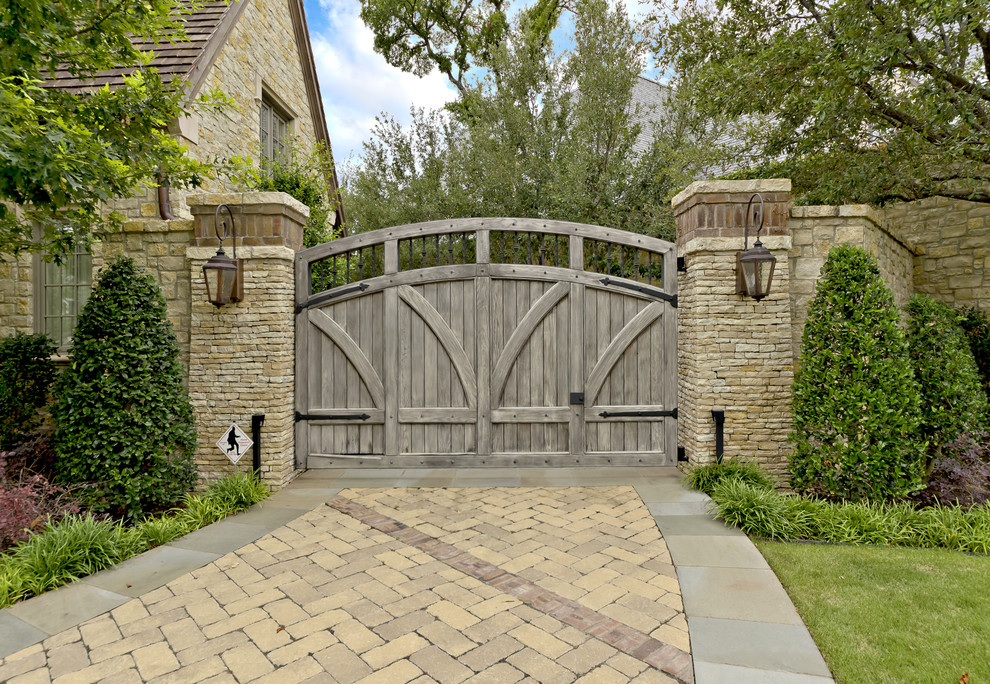 Rod Iron Gates Landscape Traditional with Driveway Entry Grass Hardscape