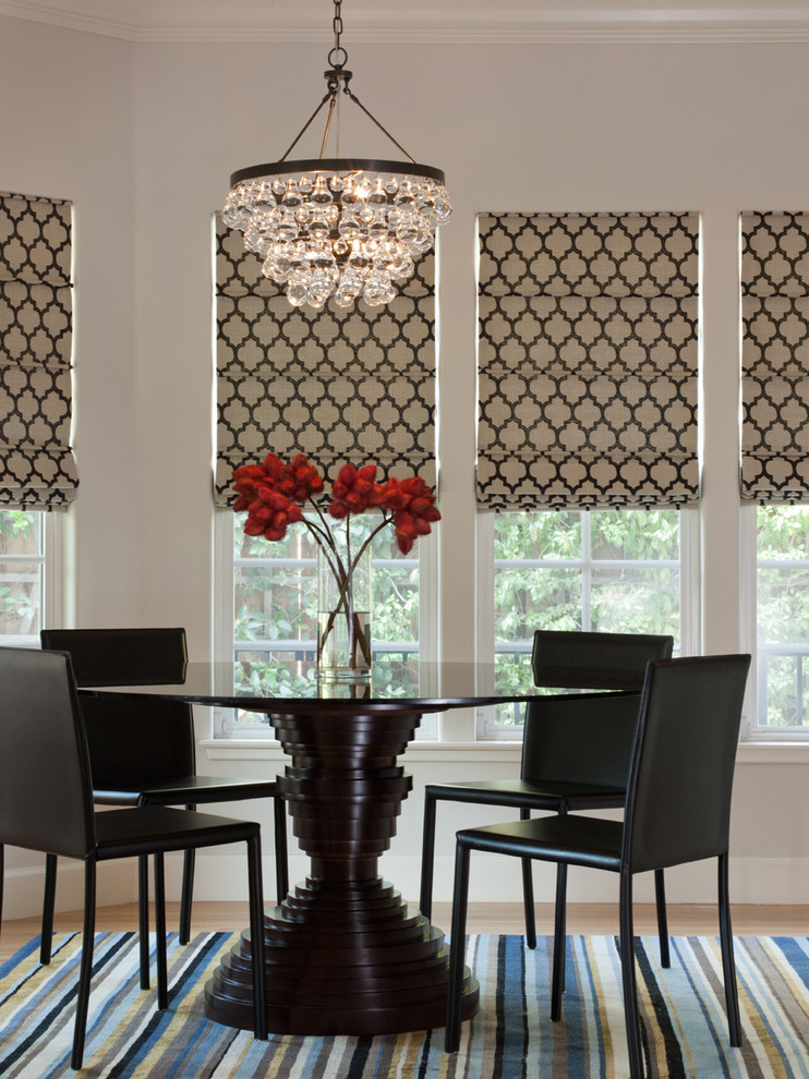 Roman Shade Ideas Dining Room Contemporary with Glass Chandelier Modern Dining