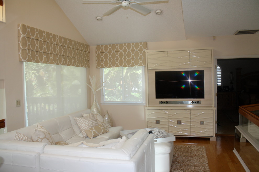 Roman Shade with Valance Family Room Contemporary with Chandra Area Rug Coastal