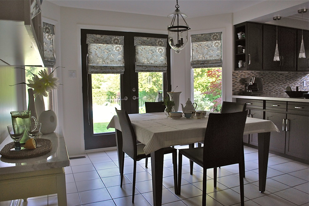 Roman Shades French Doors Kitchen Traditional with Centerpiece Eat in Kitchen