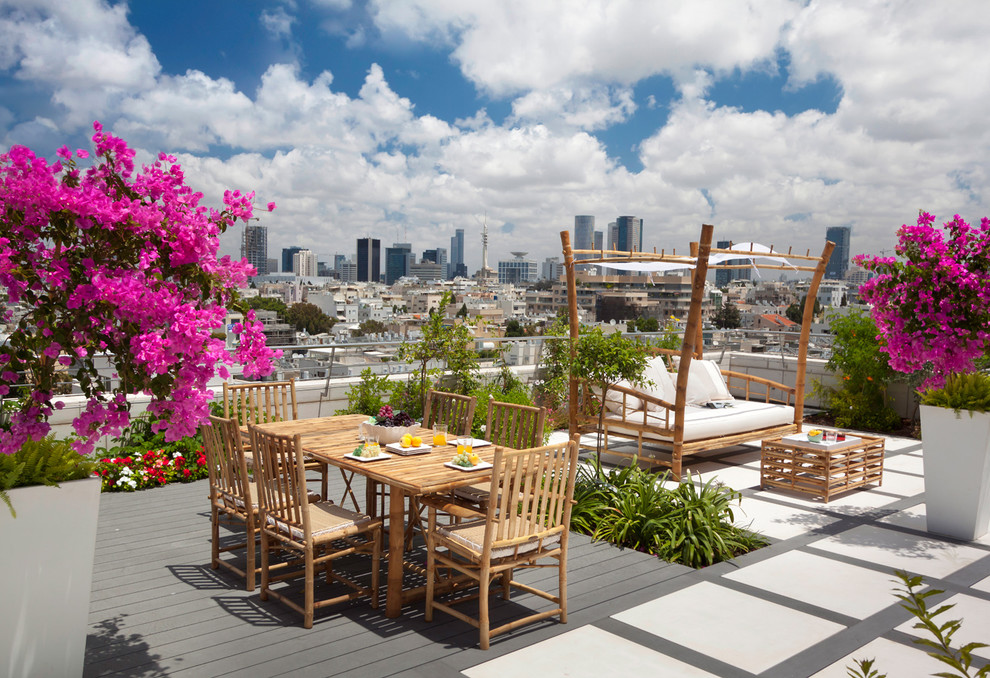 Roof Deck Design Deck Contemporary with Balcony Bougainvillea Concrete Paving