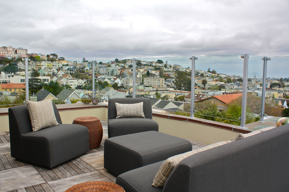 Roof Deck Ideas Deck Contemporary with Clear Fencing Decorative Pillows