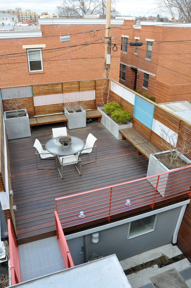 Roof Deck Ideas Patio Asian with Bench Cement Planters Chairs