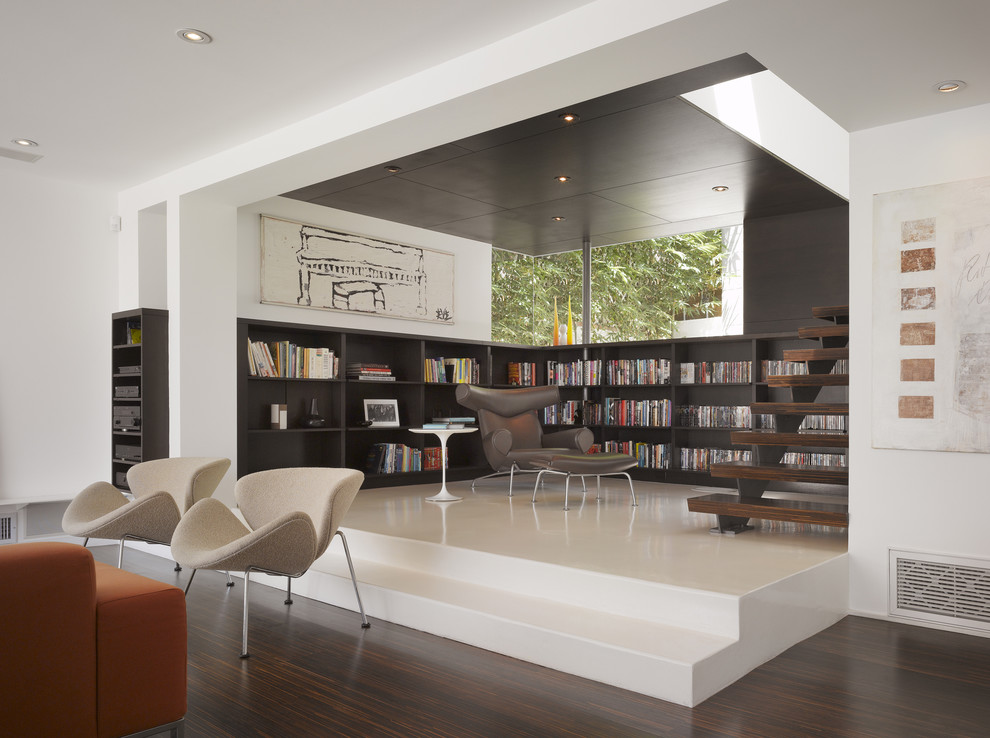 Room Addition Floor Plans Living Room Modern with Artwork Bookcases Built In