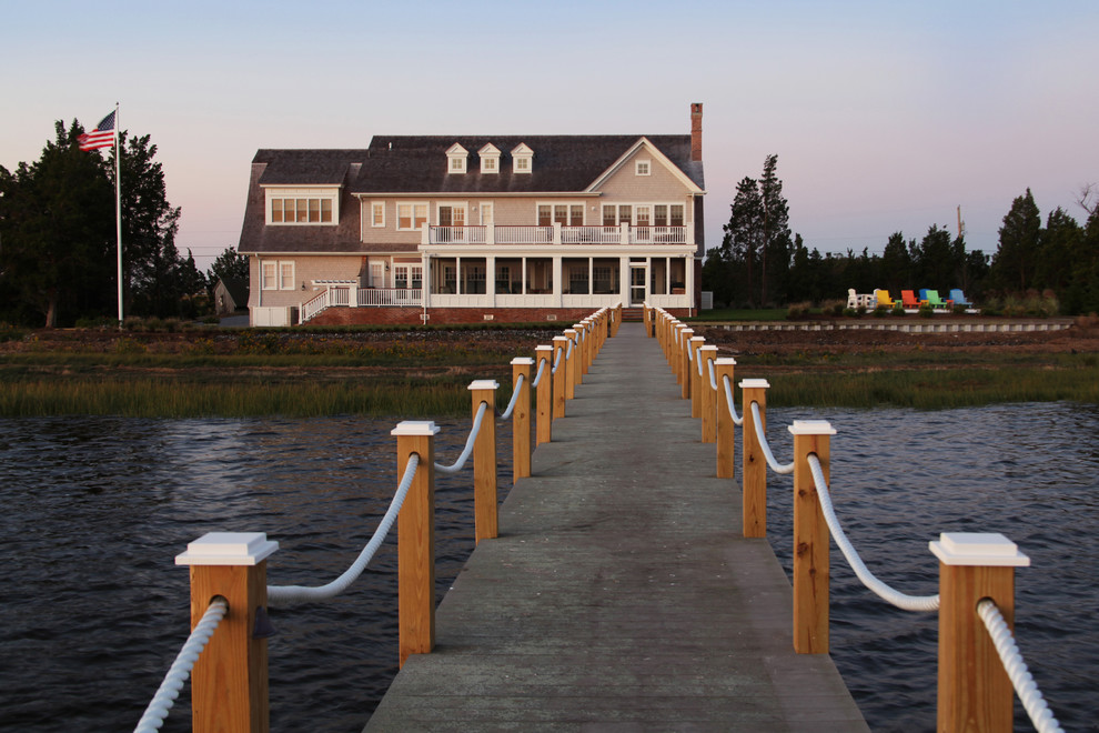 Rope Deck Railing Exterior Traditional with Balcony Beach House Cape