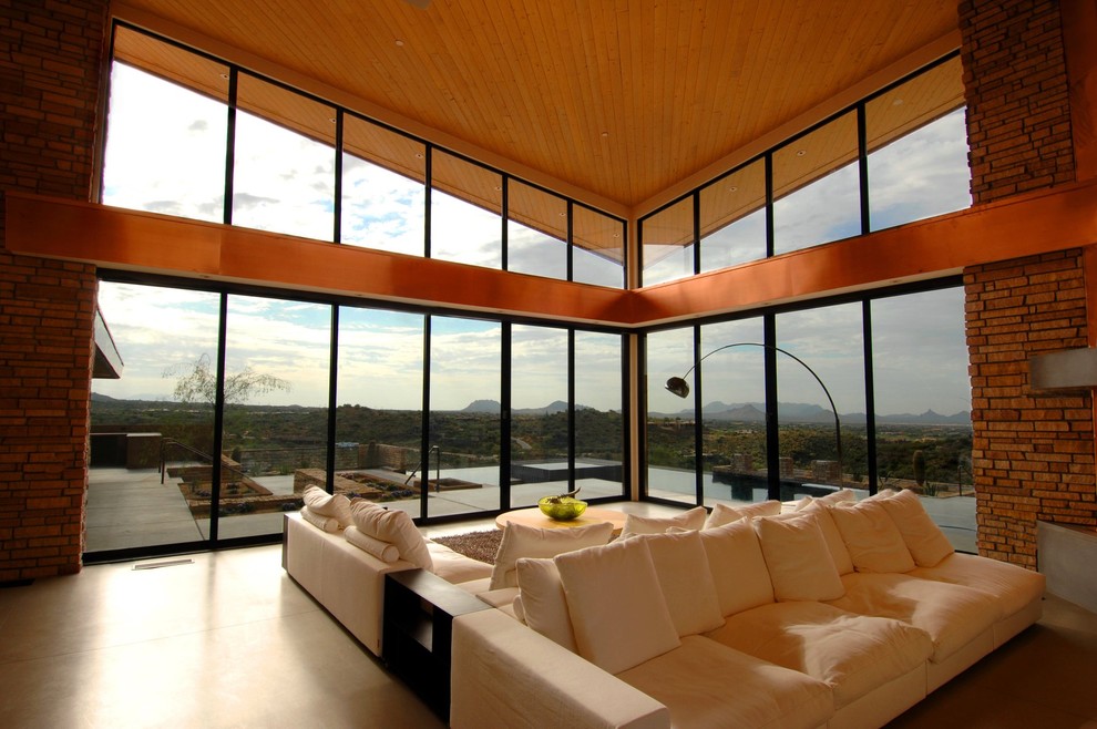 Round Coffee Table with Storage Living Room Contemporary with Concrete Floor Contemporary Copper
