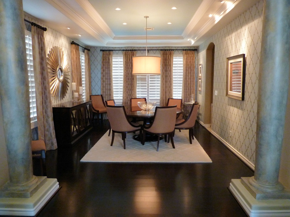 Round Dining Table with Leaf Dining Room Traditional with Area Rug Ceiling Lighting