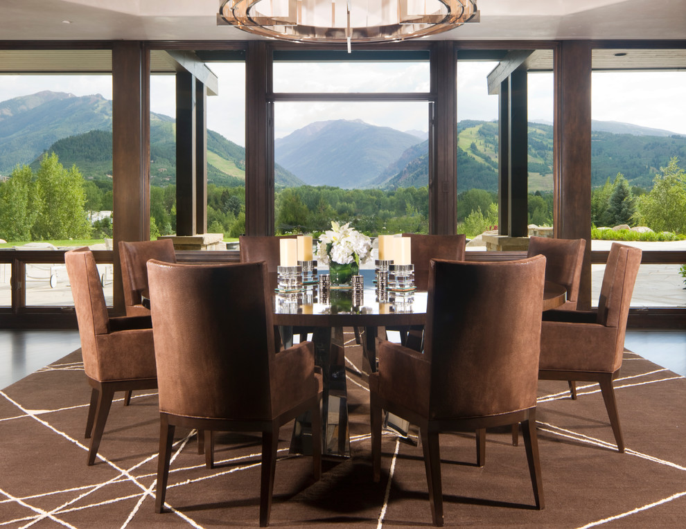 Round Dining Tables Dining Room Contemporary with Blacony Breakfast Nook Brown