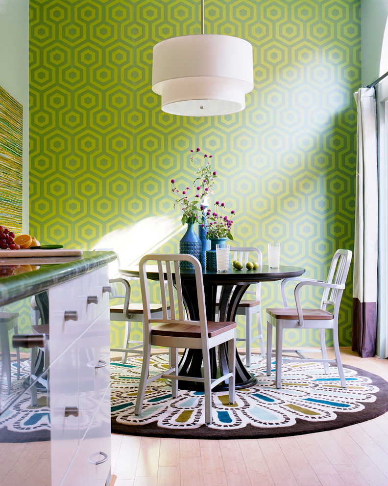 Round Dining Tables Dining Room Transitional with Bold Breakfast Room Contemporary