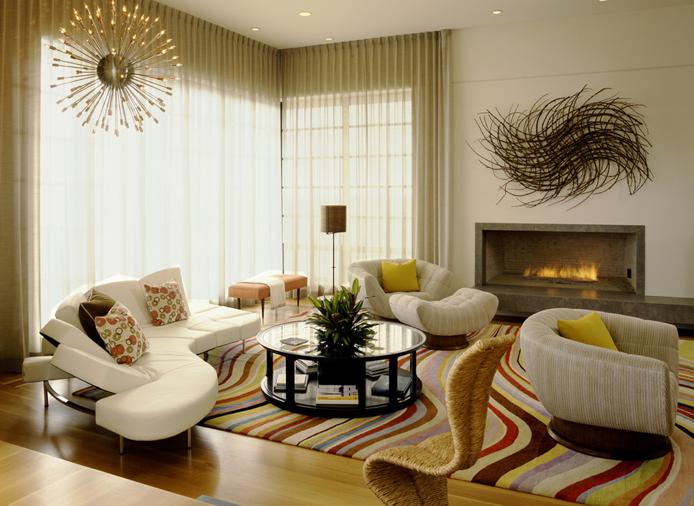 Round Glass Coffee Table Living Room Contemporary with Area Rug Curtains Drapes