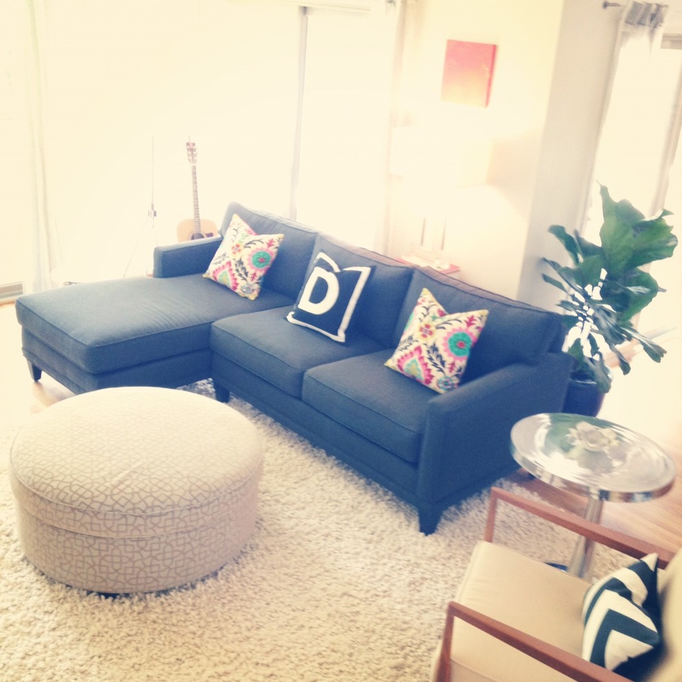 Round Storage Ottoman Family Room Eclectic with Furniture in Birmingham Round