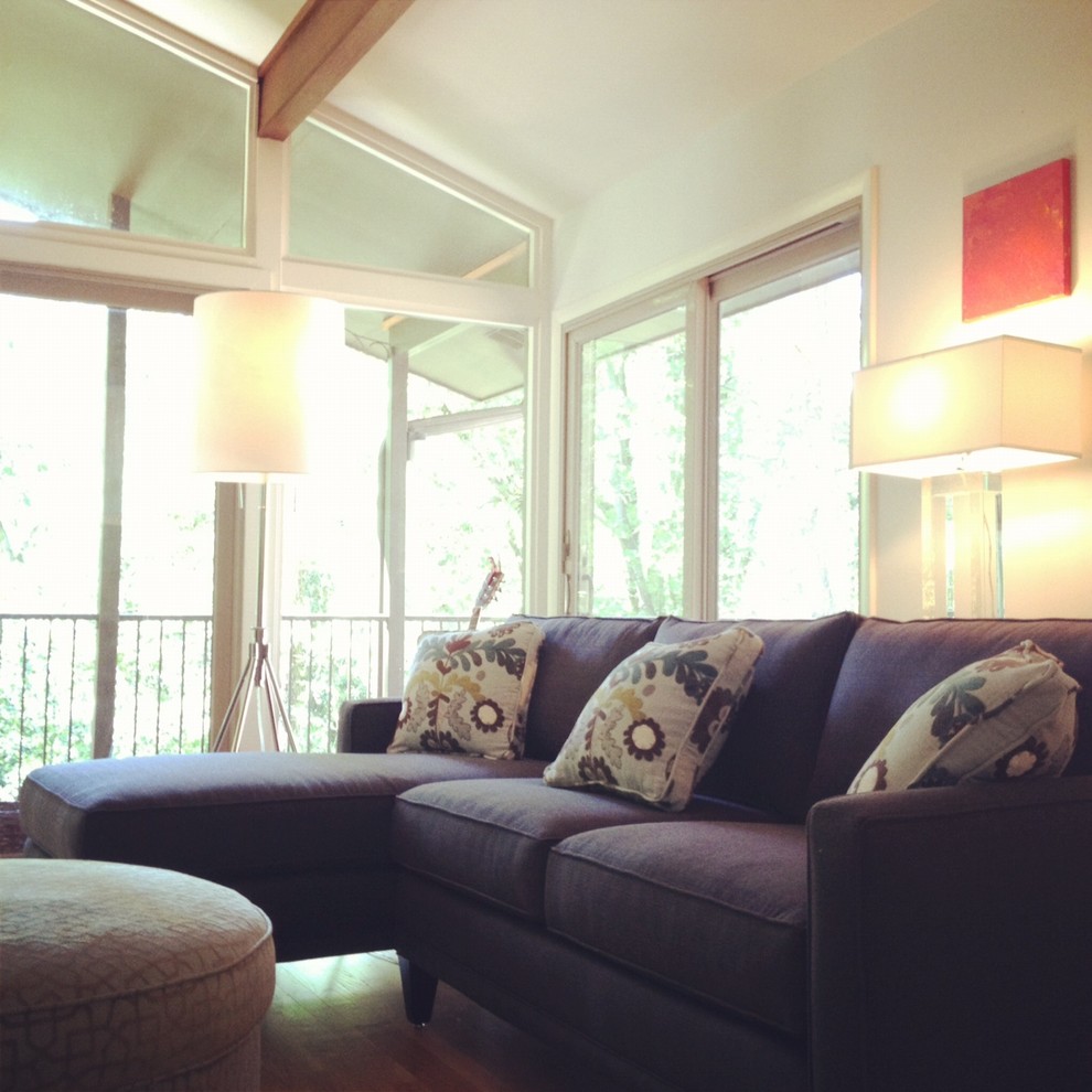 Round Storage Ottoman Family Room Eclectic with Furniture in Birmingham Round1