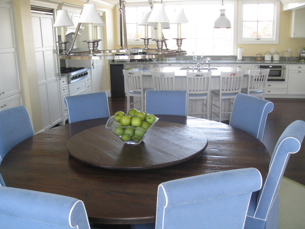 Round Table with Lazy Susan Kitchen Contemporary with Coastal Cottage Coastal Decor