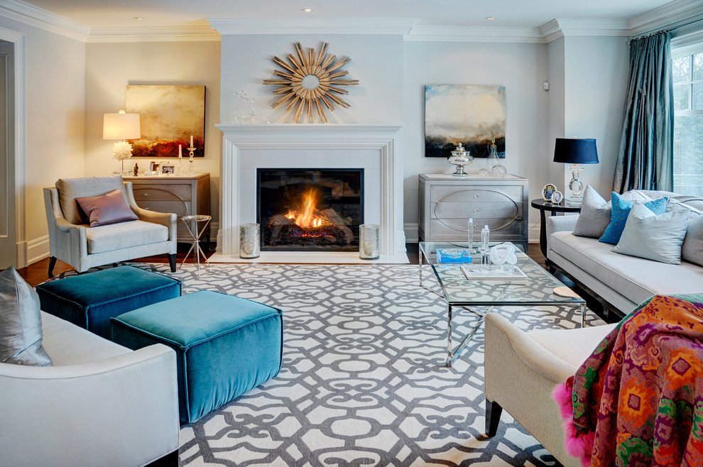 Round Teal Rug Family Room Contemporary with Arm Chairs Bolt Patterns