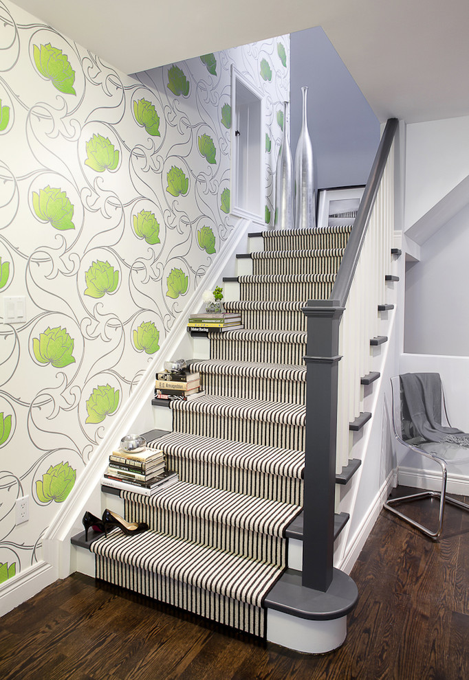 Runners for Stairs Staircase Contemporary with Accent Wall Baseboards Carpet