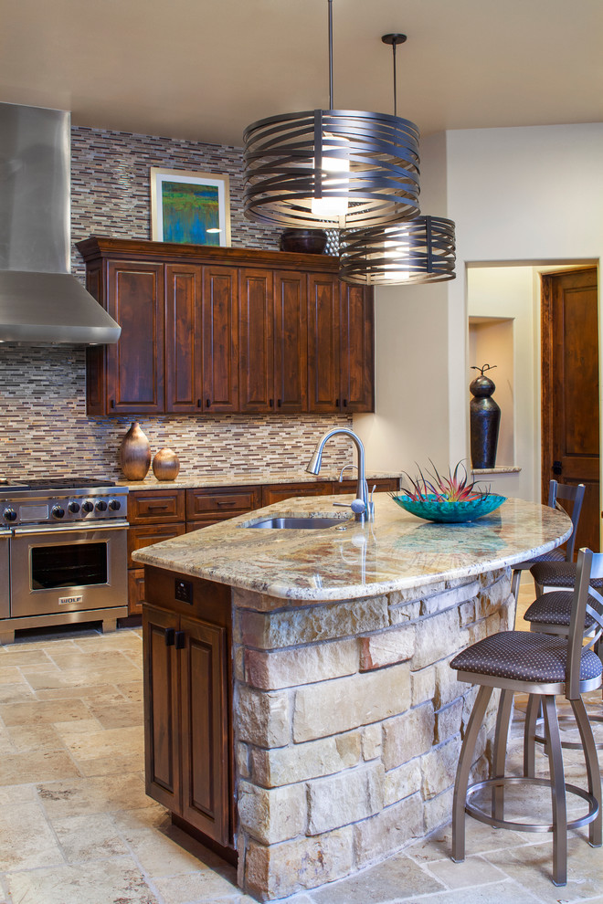 Rush River Stone Studios Kitchen Transitional with Art Niche Counter Stools