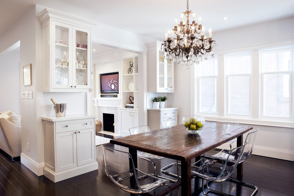 Rustic Accent Table Dining Room Rustic with Baseboards Built Ins Chandelier Classic