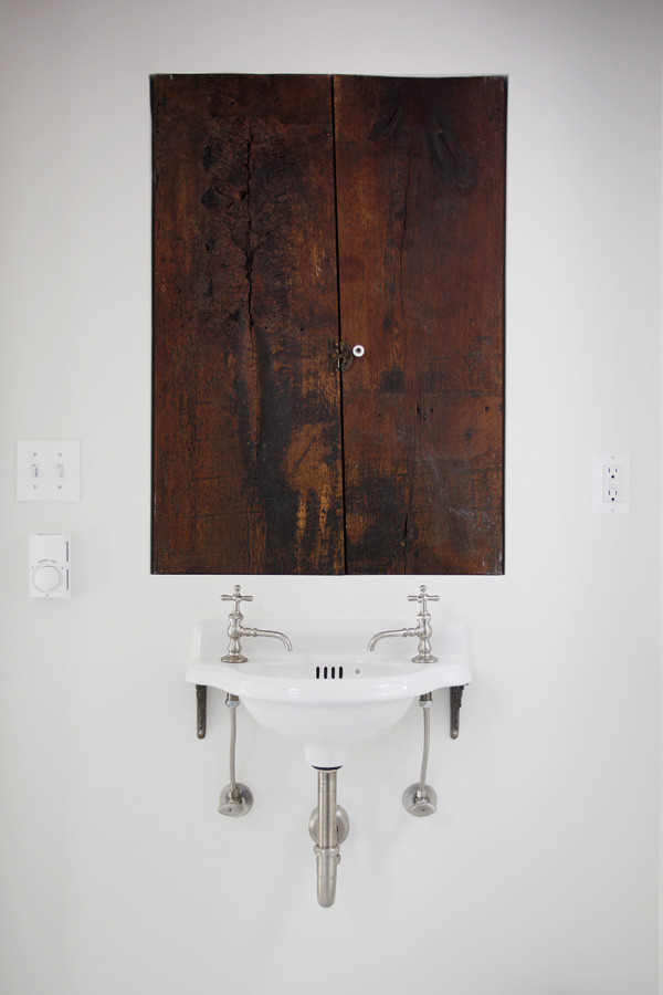 Rustic Cabinet Doors Powder Room Farmhouse with None 