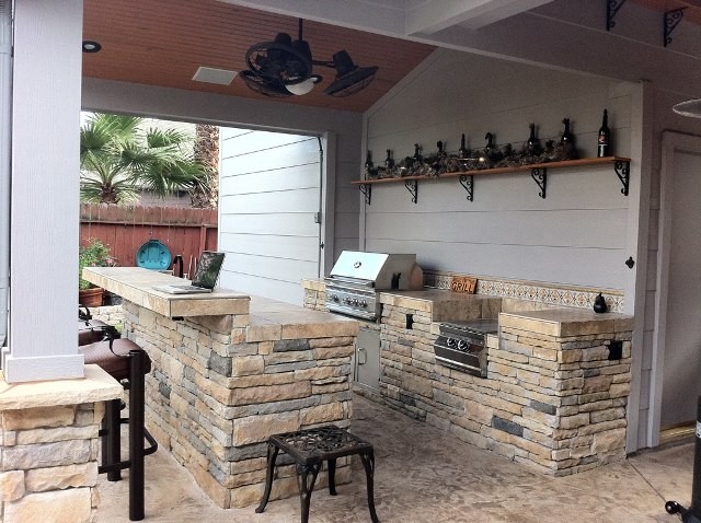 Rustic Ceiling Fan Patio Contemporary with Backyard Retreat Bar Bar
