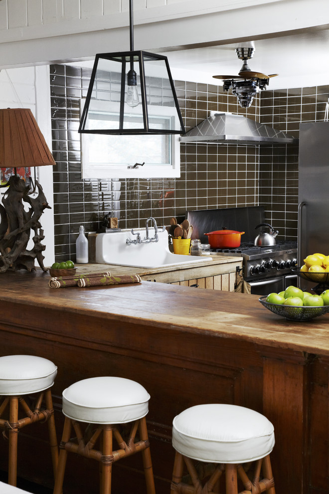 Rustic Counter Tops Kitchen Rustic with Barstool Farmhouse Sink Glass