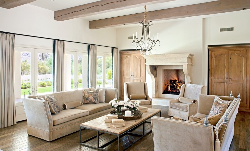 Rustic Fireplace Mantels Living Room Traditional with Beige Armchair Beige Sofa