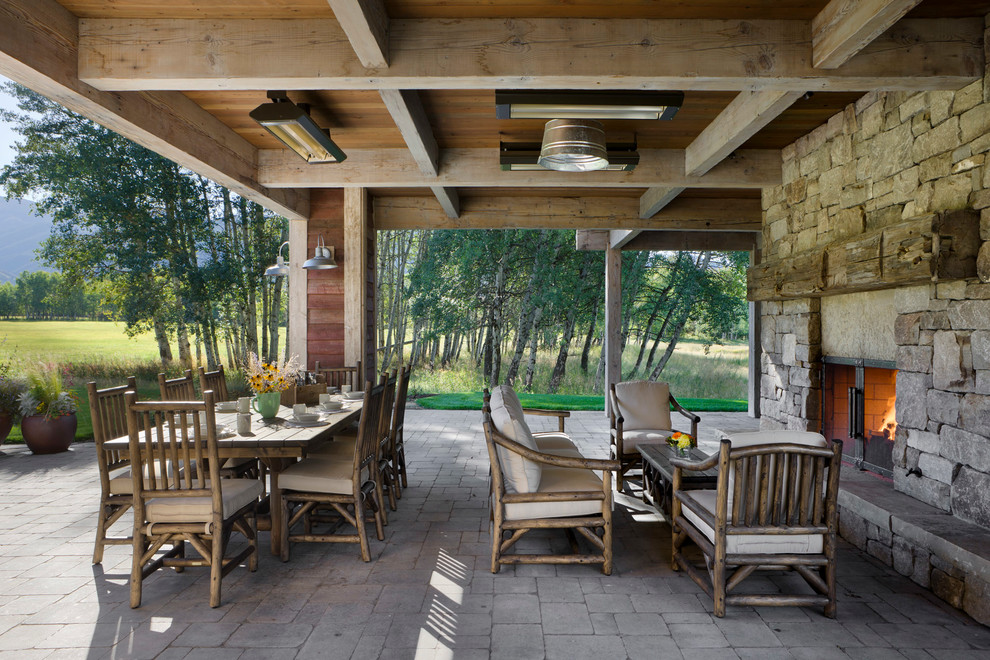 Rustic Fireplace Mantels Patio Farmhouse with Coffered Ceiling Fireplace Log