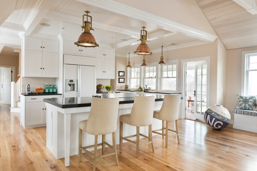 Rustic Hickory Kitchen Cabinets Kitchen Traditional with Beach House Built In