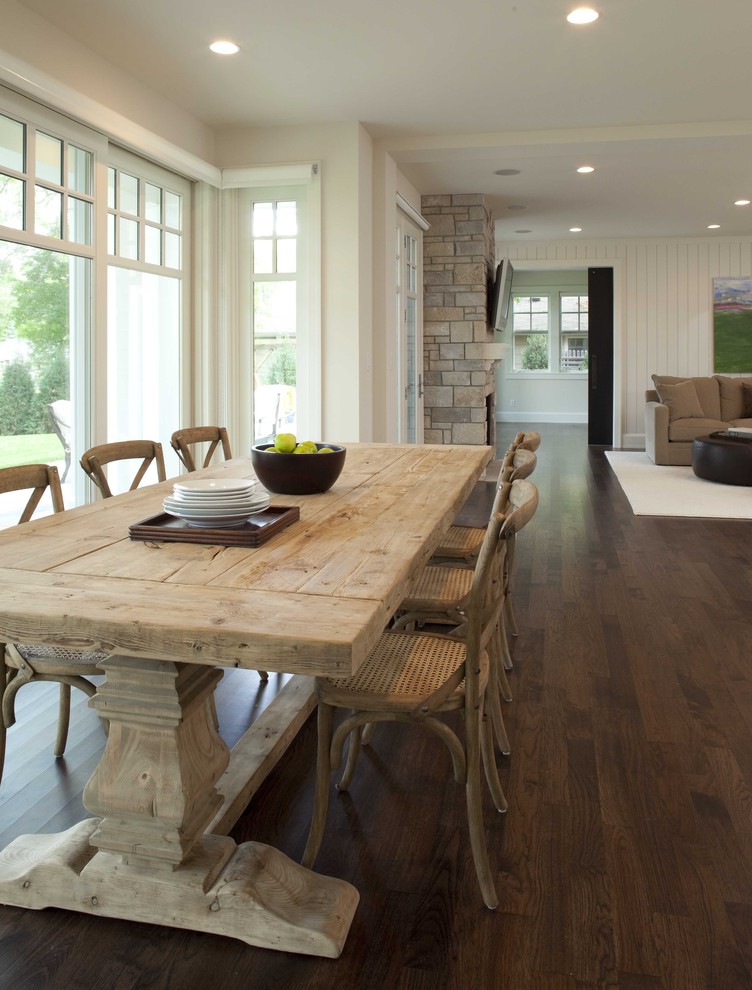 Rustic Kitchen Table Dining Room Traditional with Beadboard Cane Chairs Ceiling