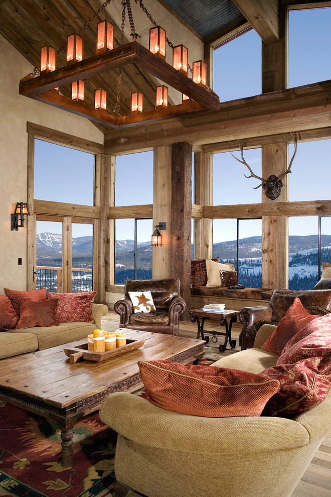 Rustic Light Fixtures Living Room Rustic with Antlers Beige Sofa Beige
