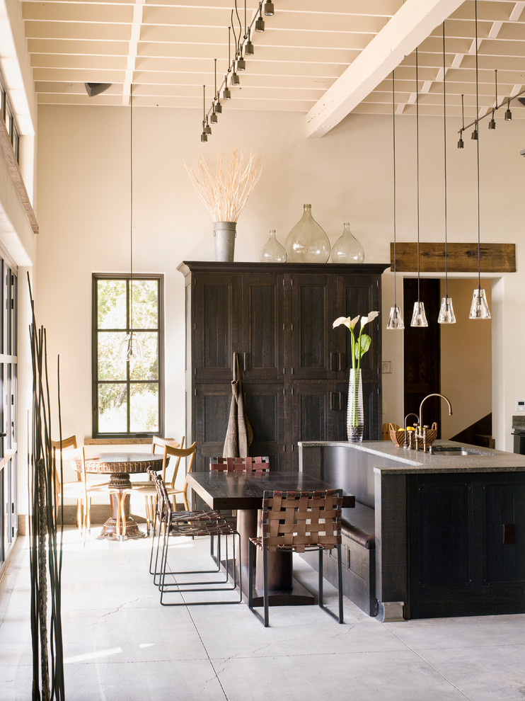 Rustic Pendant Lighting Dining Room Rustic with Built in Bench Eat in Kitchen1