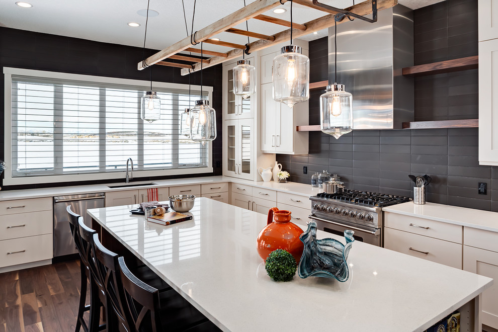 Rustic Pendant Lighting Kitchen Transitional with Counter Chairs Custom Hoodfan1