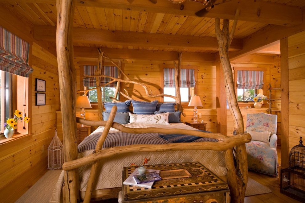 Rustic Platform Beds Bedroom Eclectic with Arm Chair Bedside Tables