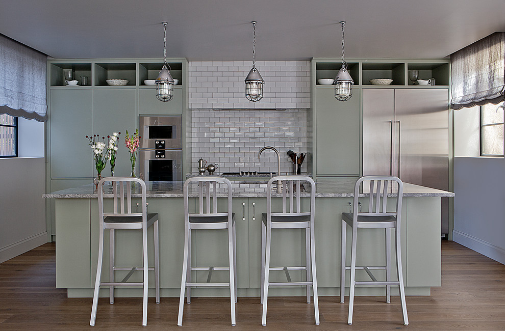 Sage Green Paint Kitchen Contemporary with Bar Stool Breakfast Bar
