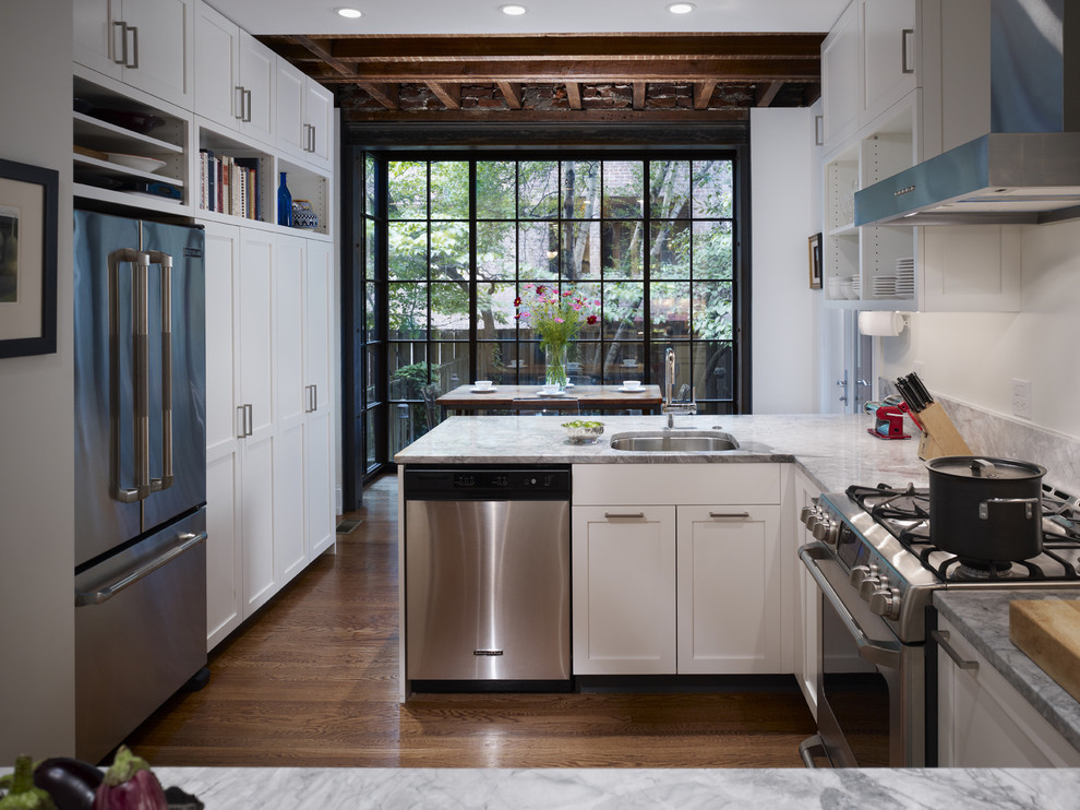 Salt and Pepper Granite Kitchen Contemporary with Bay Window Custom Cabinets