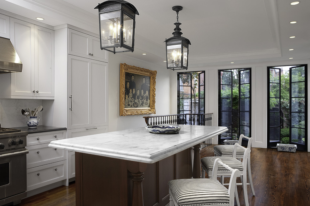 Salt and Pepper Granite Kitchen Traditional with Black Counter Black Lanterns