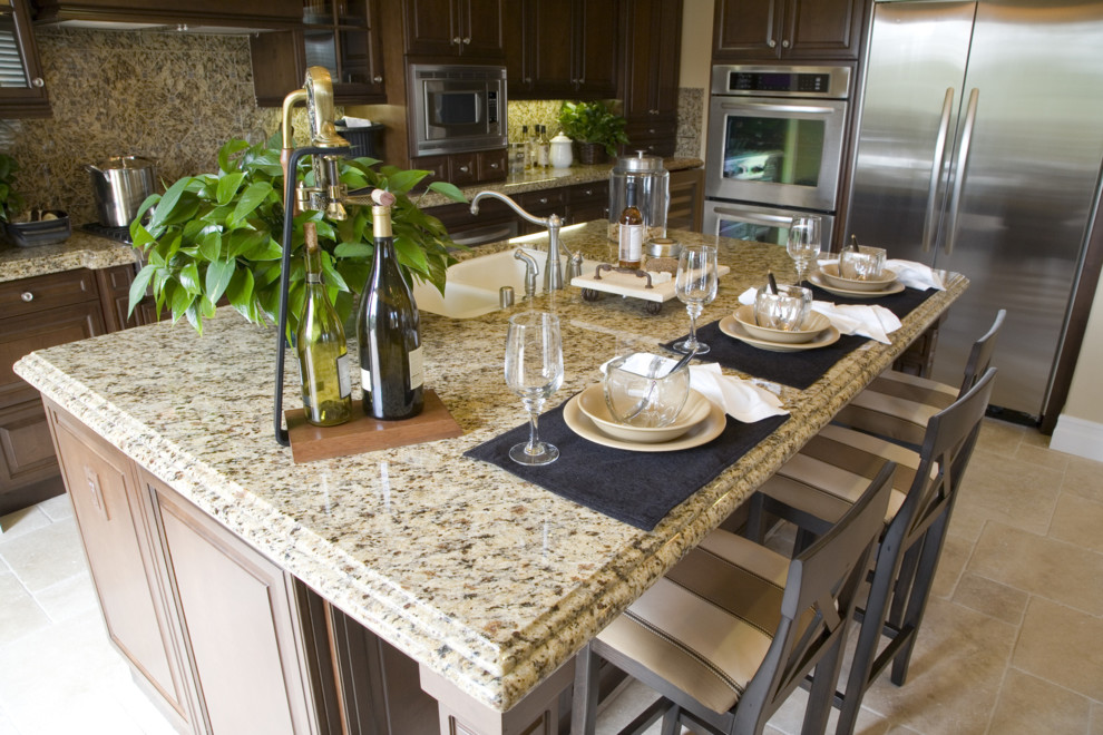 Santa Cecilia Granite Countertops Kitchen Traditional with Big Island Countertop Countertops