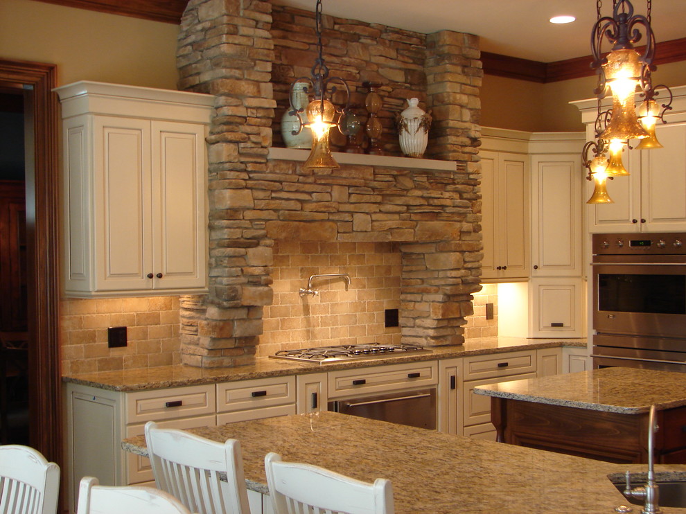 Santa Cecilia Granite Countertops Kitchen Traditional with Bright Canvas Canvas With