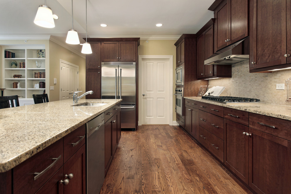 Santa Cecilia Granite Countertops Kitchen Traditional with Countertop Countertops Dark Cabinet