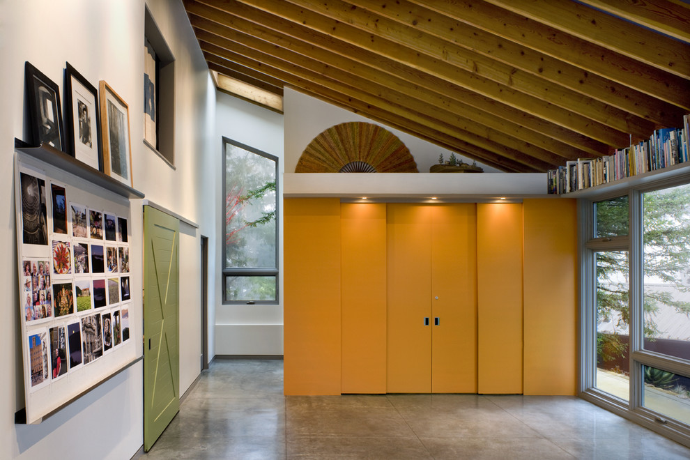 Scored Concrete Floors Living Room Contemporary with Accent Colors Accent Lights