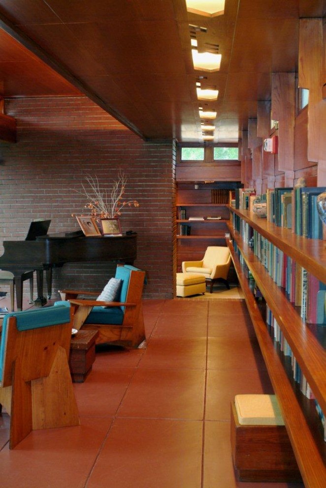 Scored Concrete Floors Living Room Modern with None 