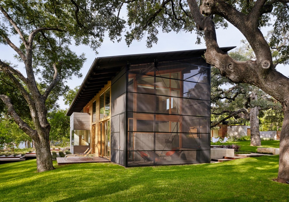 Screen in Porches Exterior Contemporary with Deck Lawn Roof Extension