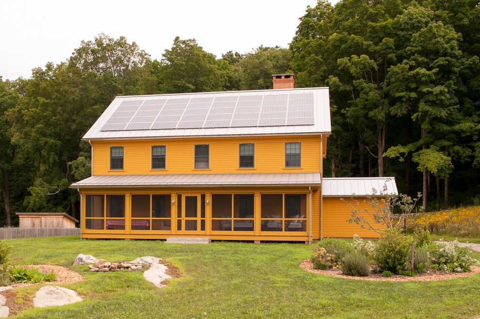 Screen Porch Panels Exterior Farmhouse with Brick Chimney Gable Roof