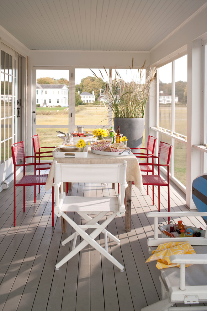 Screened in Deck Ideas Porch Traditional with Beadboard Ceiling Gray Deck